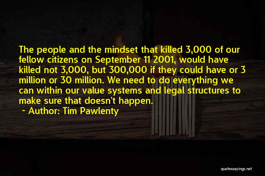 Tim Pawlenty Quotes: The People And The Mindset That Killed 3,000 Of Our Fellow Citizens On September 11 2001, Would Have Killed Not