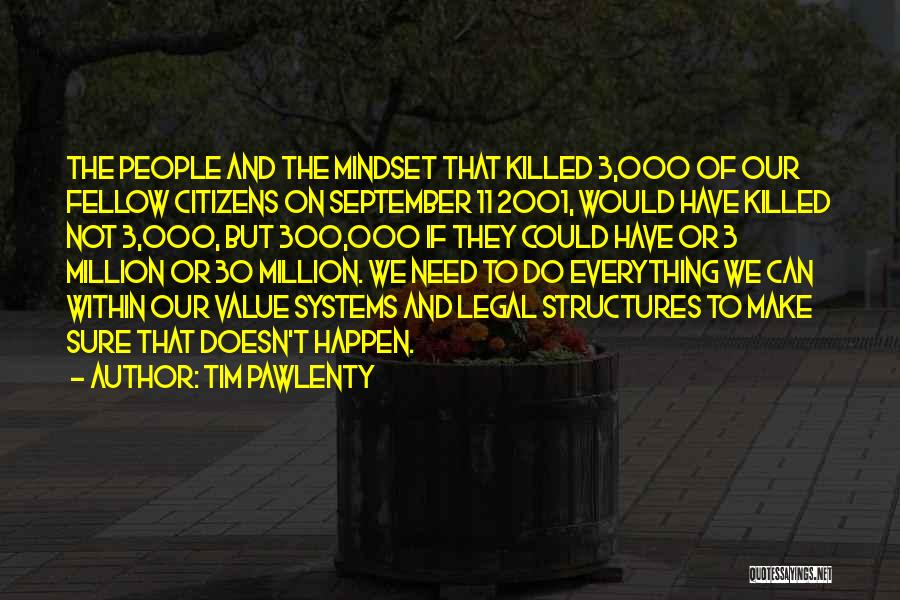Tim Pawlenty Quotes: The People And The Mindset That Killed 3,000 Of Our Fellow Citizens On September 11 2001, Would Have Killed Not