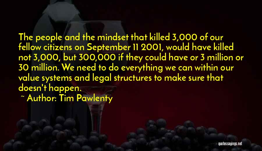 Tim Pawlenty Quotes: The People And The Mindset That Killed 3,000 Of Our Fellow Citizens On September 11 2001, Would Have Killed Not
