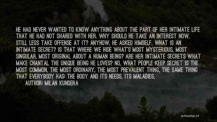 Milan Kundera Quotes: He Had Never Wanted To Know Anything About The Part Of Her Intimate Life That He Had Not Shared With