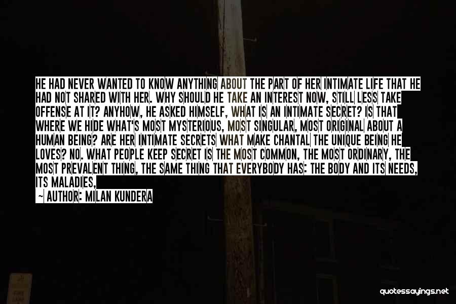 Milan Kundera Quotes: He Had Never Wanted To Know Anything About The Part Of Her Intimate Life That He Had Not Shared With