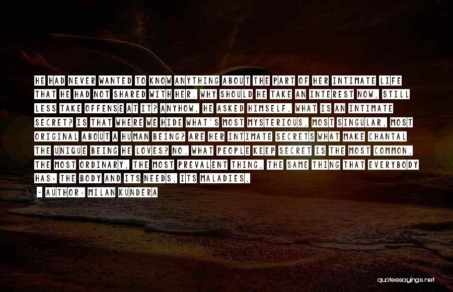 Milan Kundera Quotes: He Had Never Wanted To Know Anything About The Part Of Her Intimate Life That He Had Not Shared With