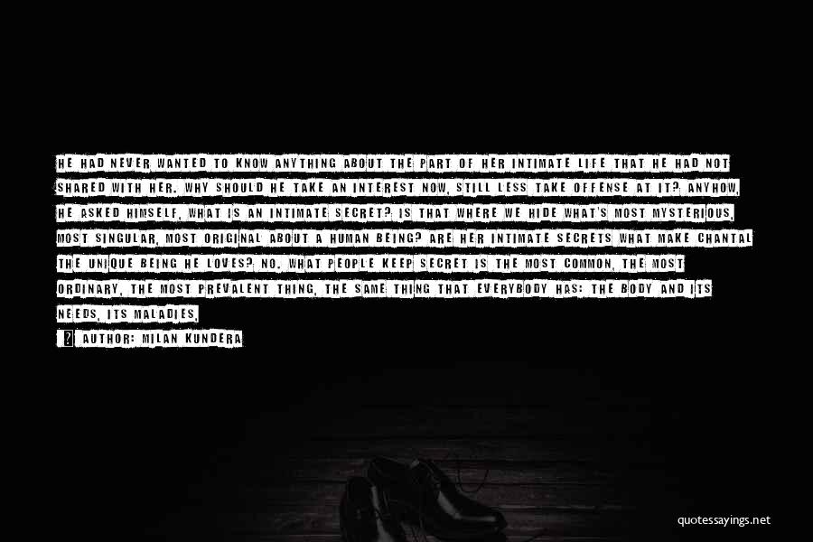 Milan Kundera Quotes: He Had Never Wanted To Know Anything About The Part Of Her Intimate Life That He Had Not Shared With