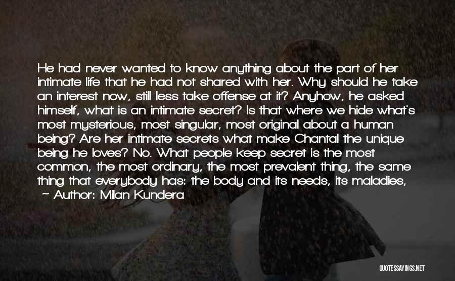 Milan Kundera Quotes: He Had Never Wanted To Know Anything About The Part Of Her Intimate Life That He Had Not Shared With