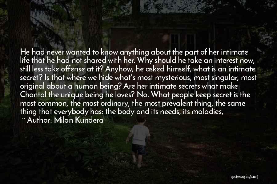 Milan Kundera Quotes: He Had Never Wanted To Know Anything About The Part Of Her Intimate Life That He Had Not Shared With