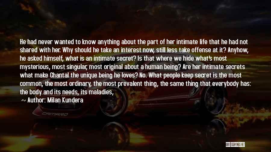 Milan Kundera Quotes: He Had Never Wanted To Know Anything About The Part Of Her Intimate Life That He Had Not Shared With