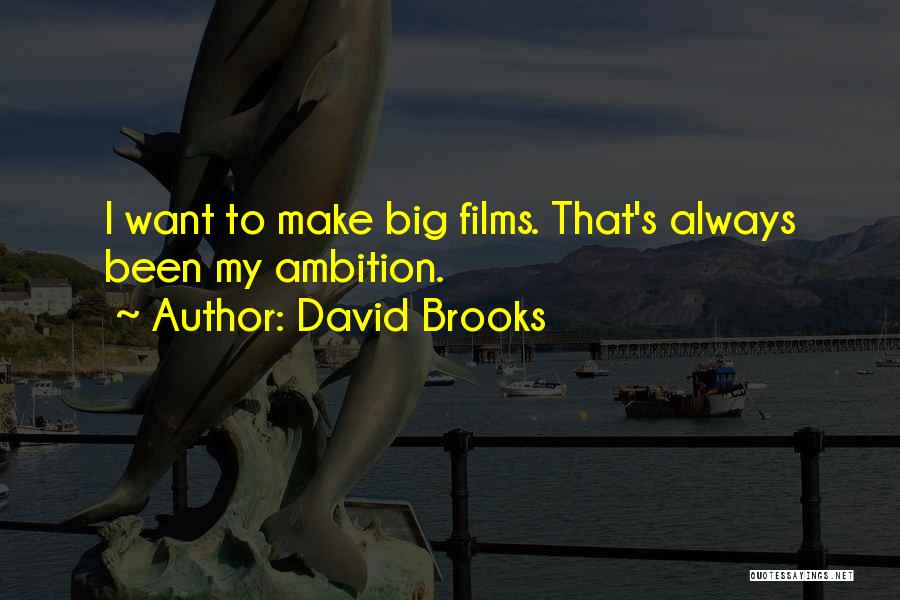 David Brooks Quotes: I Want To Make Big Films. That's Always Been My Ambition.