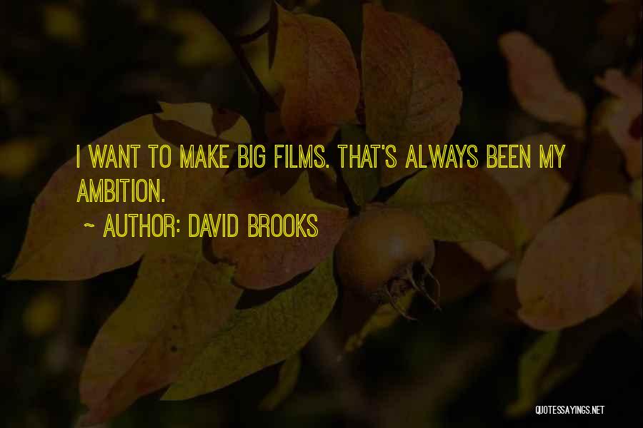 David Brooks Quotes: I Want To Make Big Films. That's Always Been My Ambition.