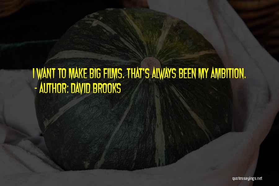 David Brooks Quotes: I Want To Make Big Films. That's Always Been My Ambition.