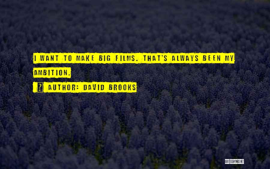 David Brooks Quotes: I Want To Make Big Films. That's Always Been My Ambition.