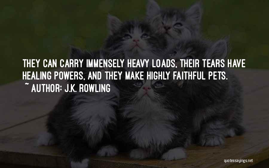 J.K. Rowling Quotes: They Can Carry Immensely Heavy Loads, Their Tears Have Healing Powers, And They Make Highly Faithful Pets.