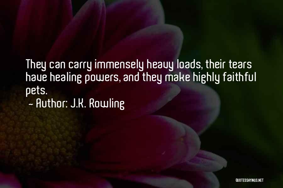 J.K. Rowling Quotes: They Can Carry Immensely Heavy Loads, Their Tears Have Healing Powers, And They Make Highly Faithful Pets.