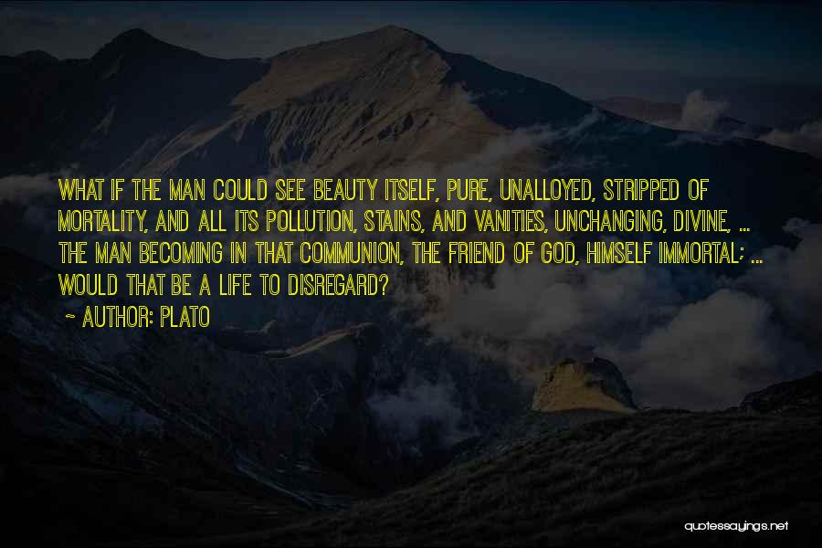 Plato Quotes: What If The Man Could See Beauty Itself, Pure, Unalloyed, Stripped Of Mortality, And All Its Pollution, Stains, And Vanities,