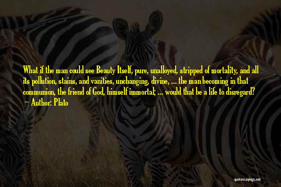 Plato Quotes: What If The Man Could See Beauty Itself, Pure, Unalloyed, Stripped Of Mortality, And All Its Pollution, Stains, And Vanities,