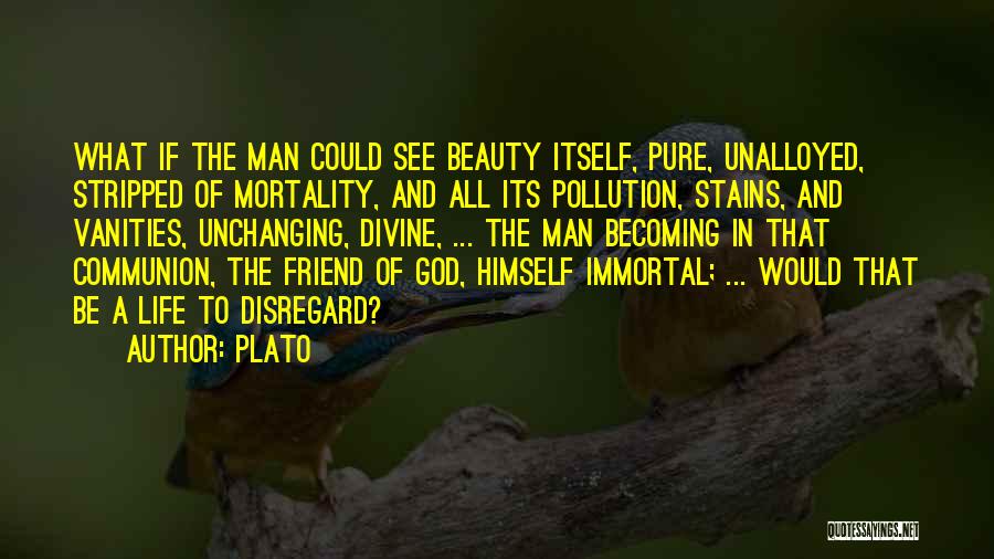 Plato Quotes: What If The Man Could See Beauty Itself, Pure, Unalloyed, Stripped Of Mortality, And All Its Pollution, Stains, And Vanities,