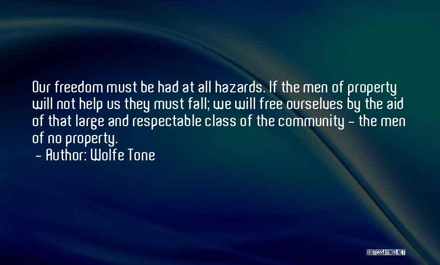 Wolfe Tone Quotes: Our Freedom Must Be Had At All Hazards. If The Men Of Property Will Not Help Us They Must Fall;