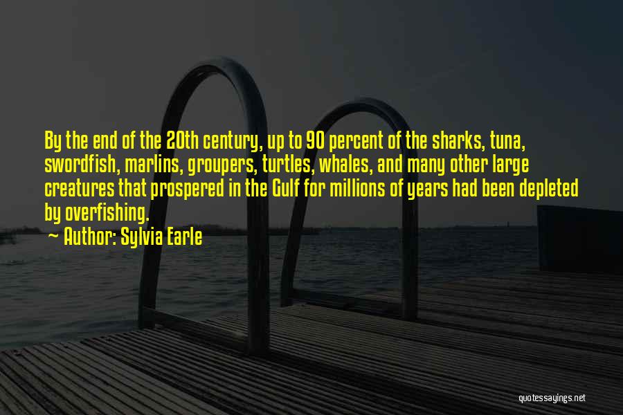 Sylvia Earle Quotes: By The End Of The 20th Century, Up To 90 Percent Of The Sharks, Tuna, Swordfish, Marlins, Groupers, Turtles, Whales,