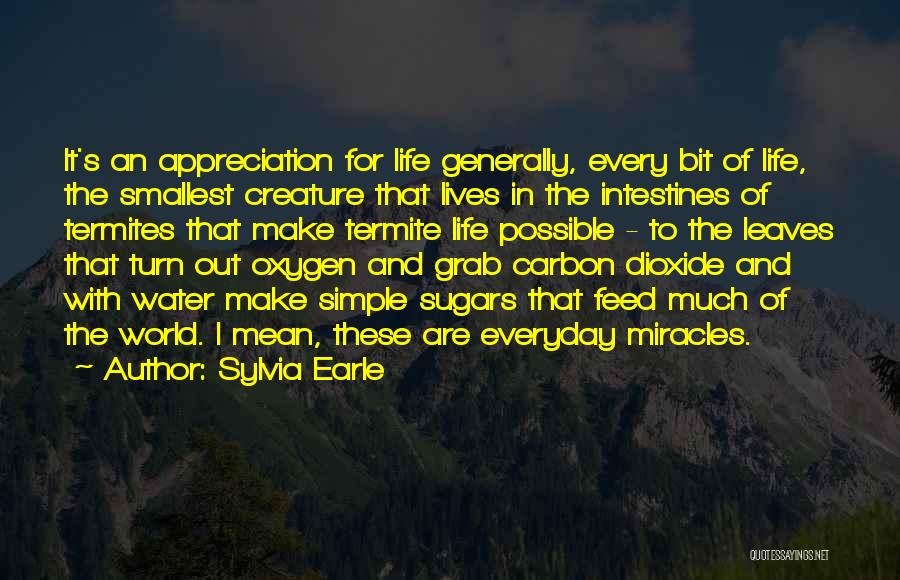 Sylvia Earle Quotes: It's An Appreciation For Life Generally, Every Bit Of Life, The Smallest Creature That Lives In The Intestines Of Termites