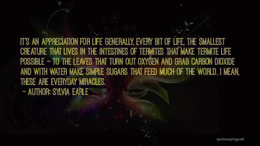 Sylvia Earle Quotes: It's An Appreciation For Life Generally, Every Bit Of Life, The Smallest Creature That Lives In The Intestines Of Termites