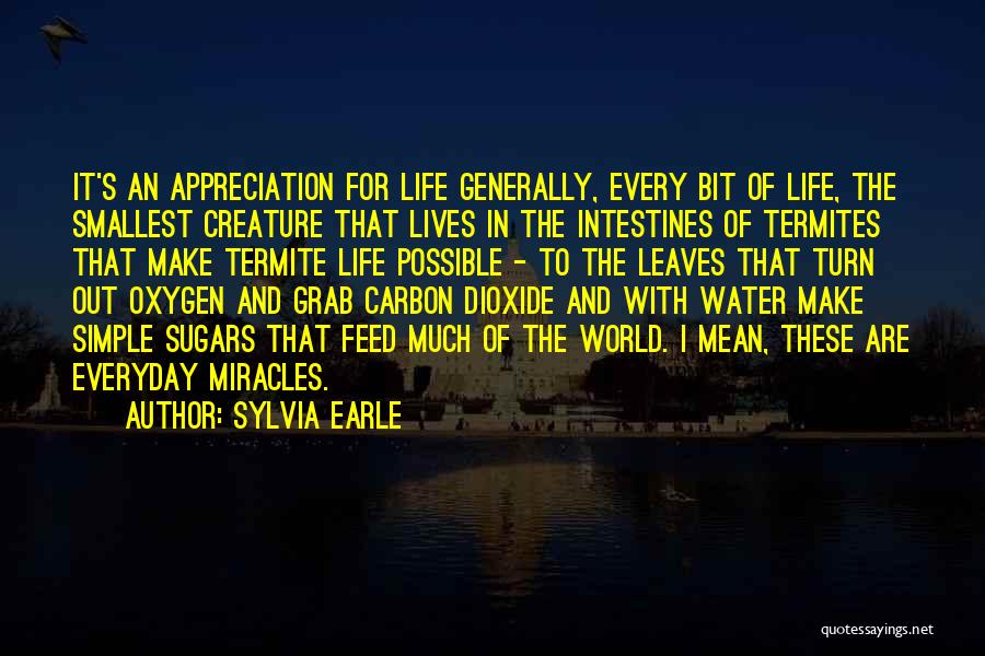 Sylvia Earle Quotes: It's An Appreciation For Life Generally, Every Bit Of Life, The Smallest Creature That Lives In The Intestines Of Termites