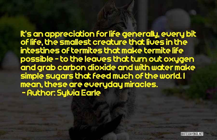 Sylvia Earle Quotes: It's An Appreciation For Life Generally, Every Bit Of Life, The Smallest Creature That Lives In The Intestines Of Termites