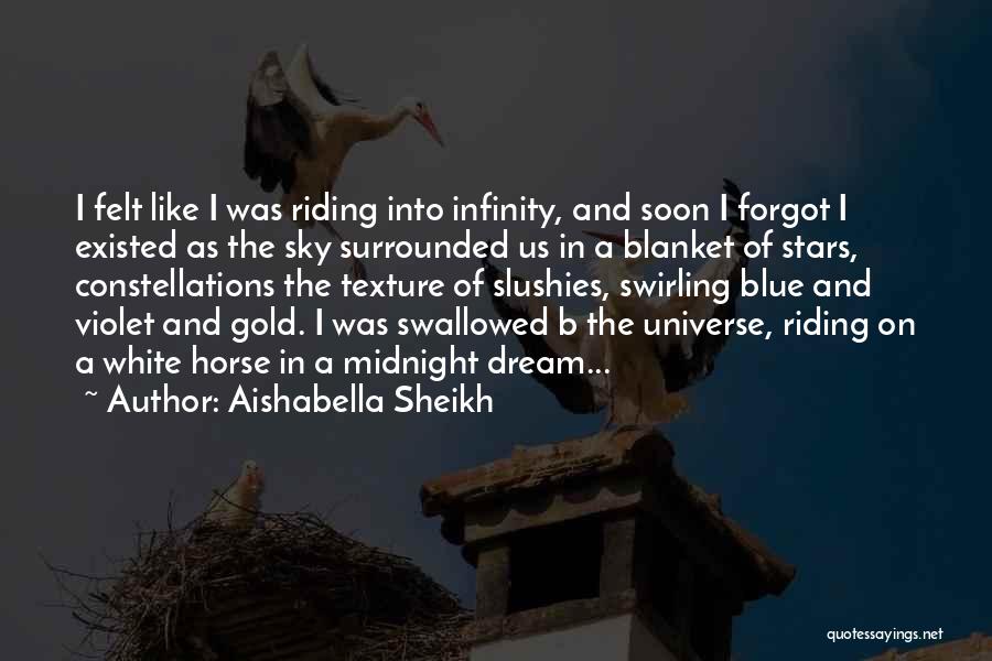 Aishabella Sheikh Quotes: I Felt Like I Was Riding Into Infinity, And Soon I Forgot I Existed As The Sky Surrounded Us In