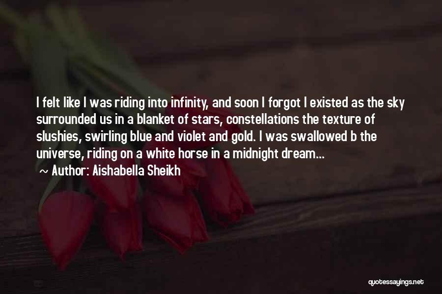 Aishabella Sheikh Quotes: I Felt Like I Was Riding Into Infinity, And Soon I Forgot I Existed As The Sky Surrounded Us In