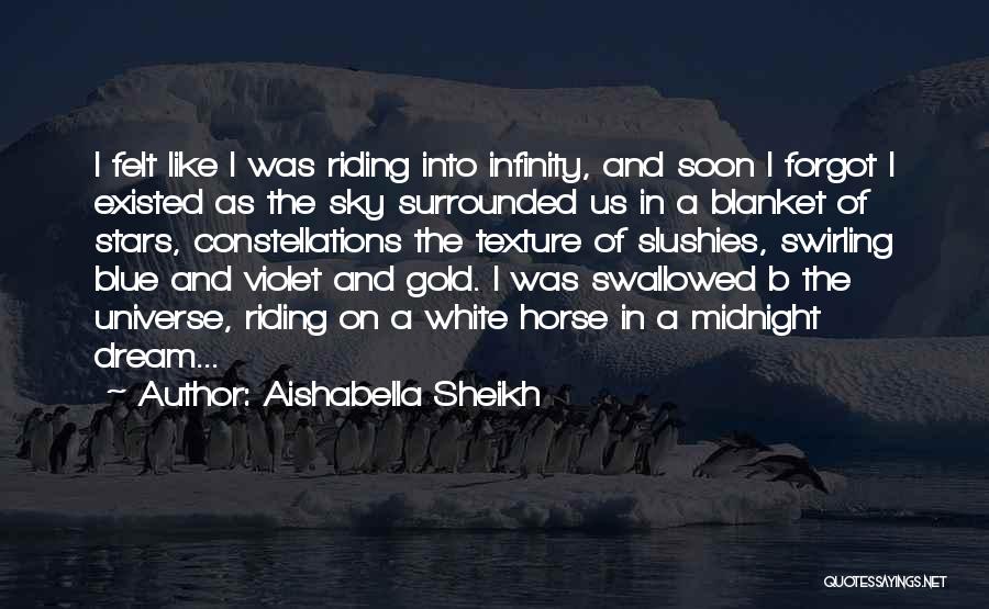 Aishabella Sheikh Quotes: I Felt Like I Was Riding Into Infinity, And Soon I Forgot I Existed As The Sky Surrounded Us In
