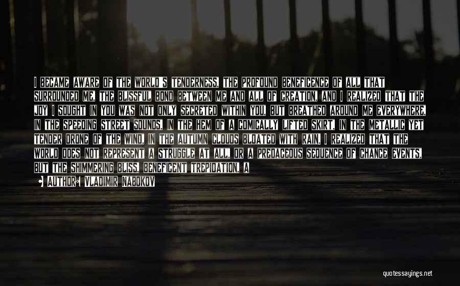 Vladimir Nabokov Quotes: I Became Aware Of The World's Tenderness, The Profound Beneficence Of All That Surrounded Me, The Blissful Bond Between Me