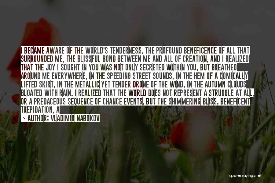 Vladimir Nabokov Quotes: I Became Aware Of The World's Tenderness, The Profound Beneficence Of All That Surrounded Me, The Blissful Bond Between Me