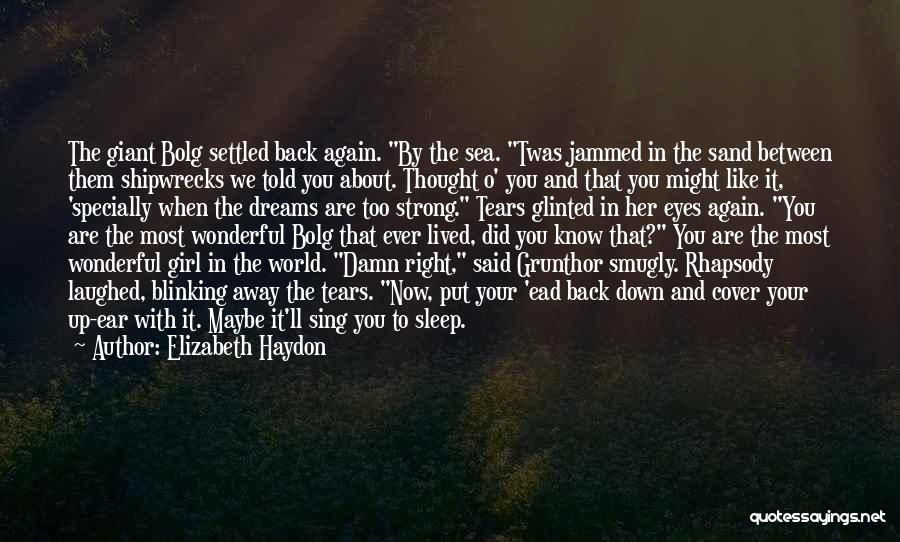Elizabeth Haydon Quotes: The Giant Bolg Settled Back Again. By The Sea. Twas Jammed In The Sand Between Them Shipwrecks We Told You