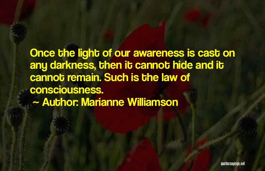 Marianne Williamson Quotes: Once The Light Of Our Awareness Is Cast On Any Darkness, Then It Cannot Hide And It Cannot Remain. Such