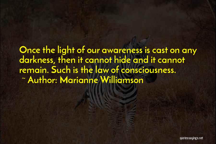 Marianne Williamson Quotes: Once The Light Of Our Awareness Is Cast On Any Darkness, Then It Cannot Hide And It Cannot Remain. Such