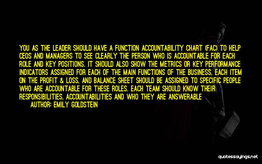 Emily Goldstein Quotes: You As The Leader Should Have A Function Accountability Chart (fac) To Help Ceos And Managers To See Clearly The