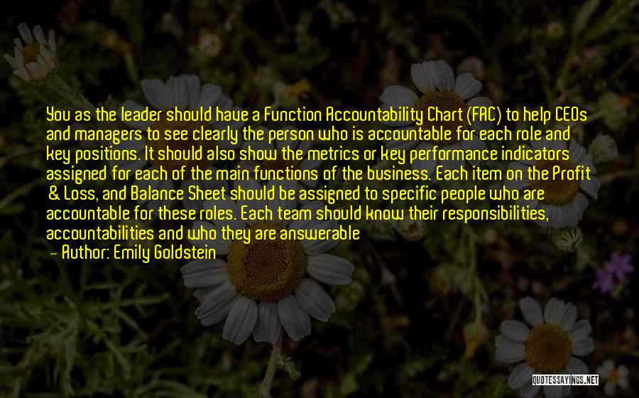 Emily Goldstein Quotes: You As The Leader Should Have A Function Accountability Chart (fac) To Help Ceos And Managers To See Clearly The