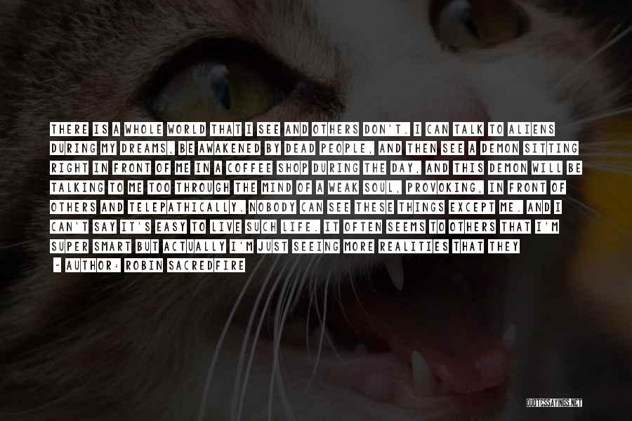 Robin Sacredfire Quotes: There Is A Whole World That I See And Others Don't. I Can Talk To Aliens During My Dreams, Be