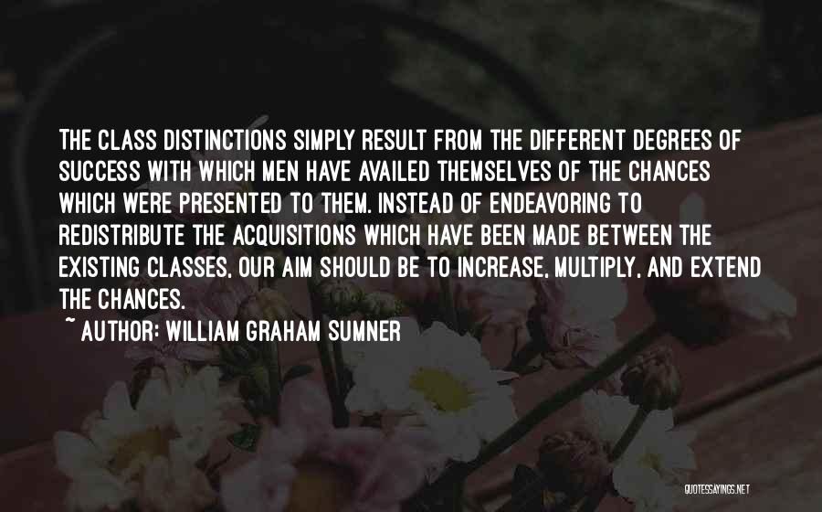 William Graham Sumner Quotes: The Class Distinctions Simply Result From The Different Degrees Of Success With Which Men Have Availed Themselves Of The Chances