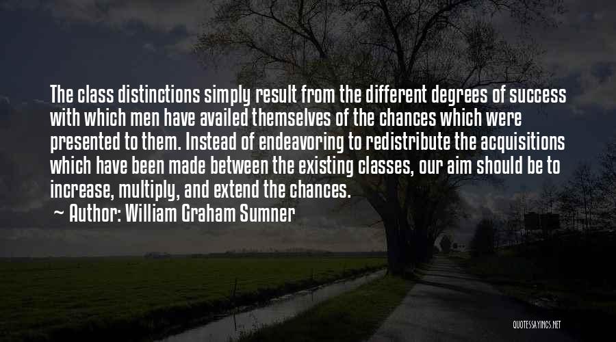 William Graham Sumner Quotes: The Class Distinctions Simply Result From The Different Degrees Of Success With Which Men Have Availed Themselves Of The Chances