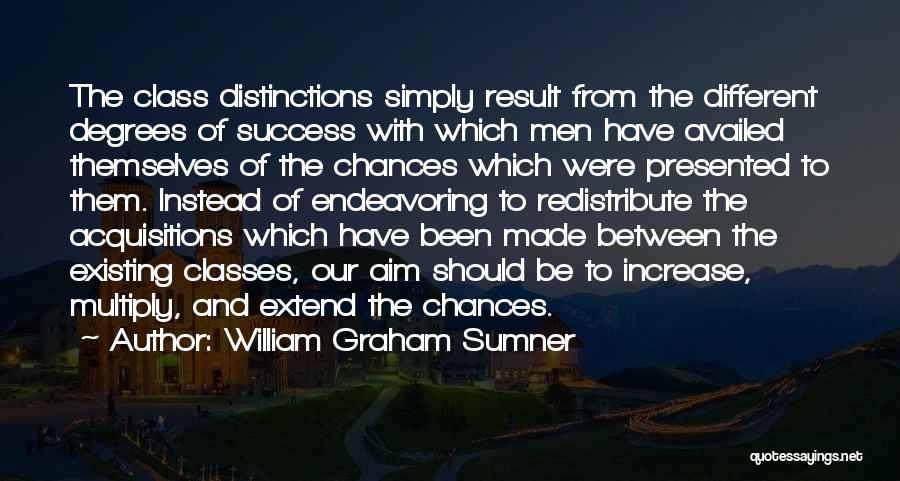 William Graham Sumner Quotes: The Class Distinctions Simply Result From The Different Degrees Of Success With Which Men Have Availed Themselves Of The Chances