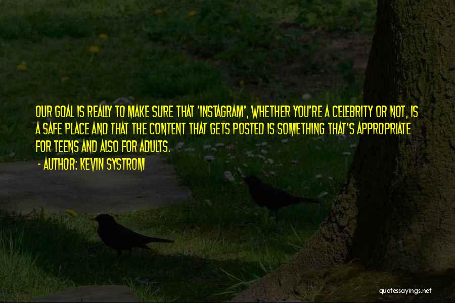 Kevin Systrom Quotes: Our Goal Is Really To Make Sure That 'instagram', Whether You're A Celebrity Or Not, Is A Safe Place And