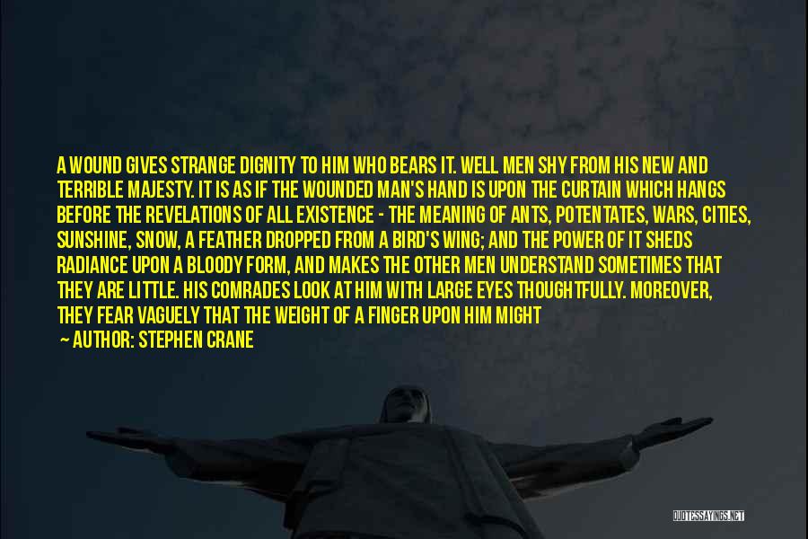 Stephen Crane Quotes: A Wound Gives Strange Dignity To Him Who Bears It. Well Men Shy From His New And Terrible Majesty. It