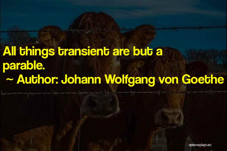 Johann Wolfgang Von Goethe Quotes: All Things Transient Are But A Parable.