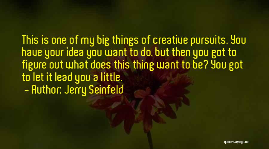 Jerry Seinfeld Quotes: This Is One Of My Big Things Of Creative Pursuits. You Have Your Idea You Want To Do, But Then