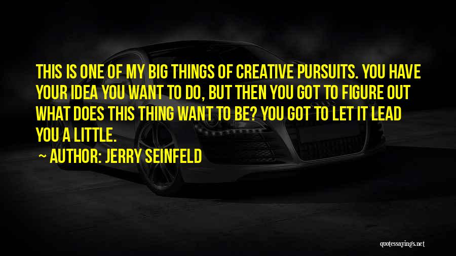 Jerry Seinfeld Quotes: This Is One Of My Big Things Of Creative Pursuits. You Have Your Idea You Want To Do, But Then
