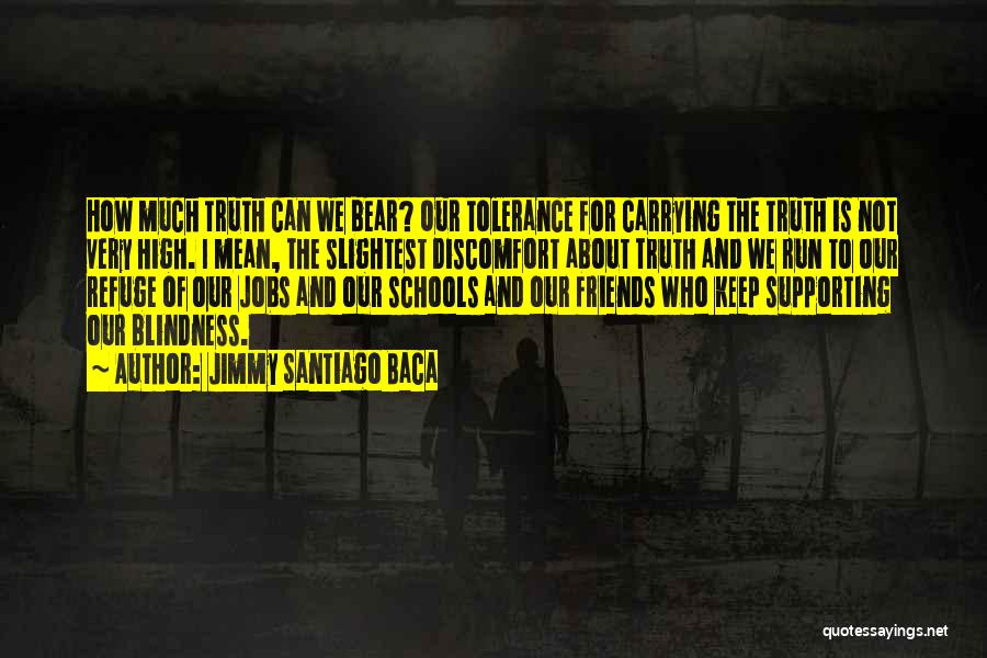 Jimmy Santiago Baca Quotes: How Much Truth Can We Bear? Our Tolerance For Carrying The Truth Is Not Very High. I Mean, The Slightest