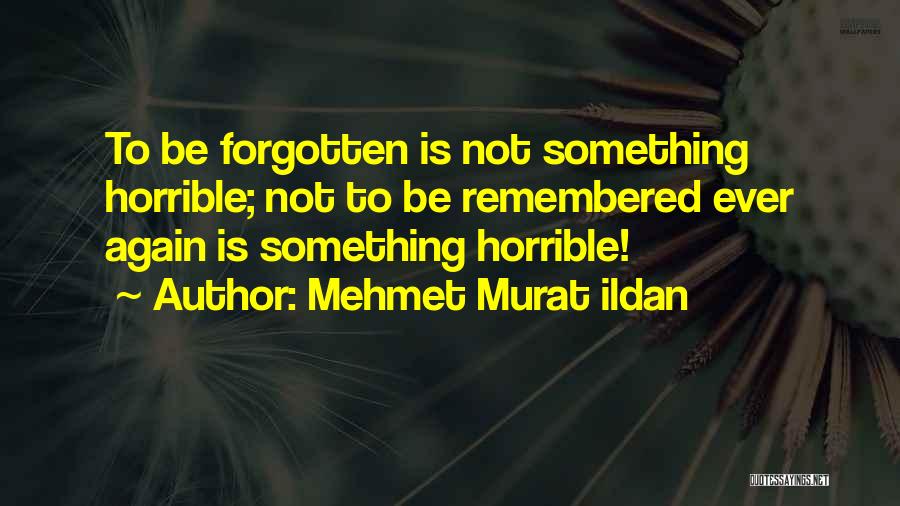 Mehmet Murat Ildan Quotes: To Be Forgotten Is Not Something Horrible; Not To Be Remembered Ever Again Is Something Horrible!