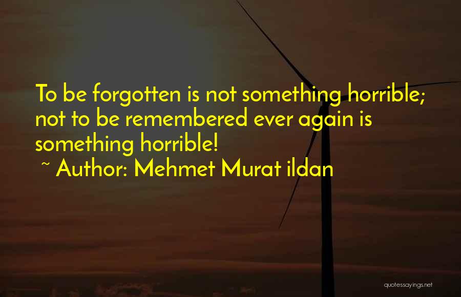 Mehmet Murat Ildan Quotes: To Be Forgotten Is Not Something Horrible; Not To Be Remembered Ever Again Is Something Horrible!