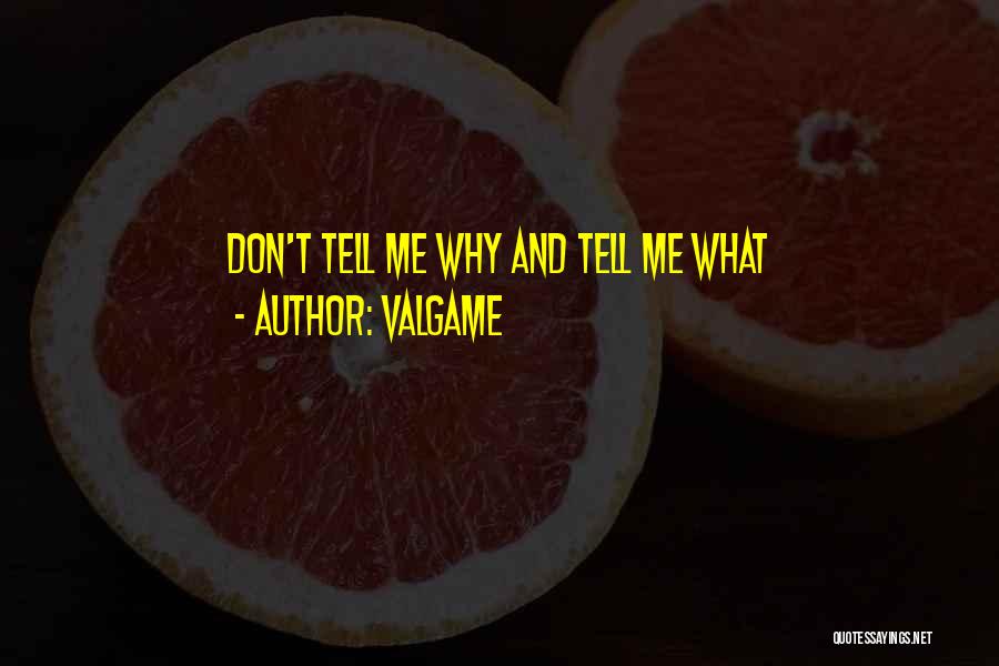 Valgame Quotes: Don't Tell Me Why And Tell Me What