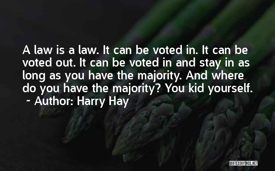 Harry Hay Quotes: A Law Is A Law. It Can Be Voted In. It Can Be Voted Out. It Can Be Voted In
