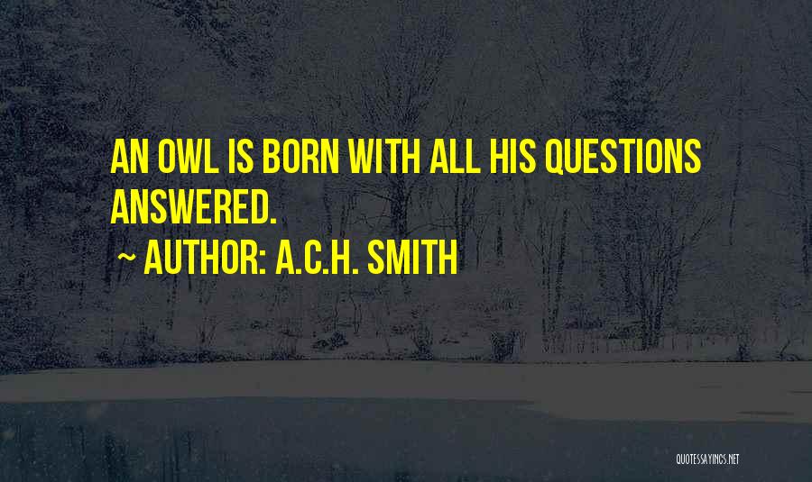 A.C.H. Smith Quotes: An Owl Is Born With All His Questions Answered.